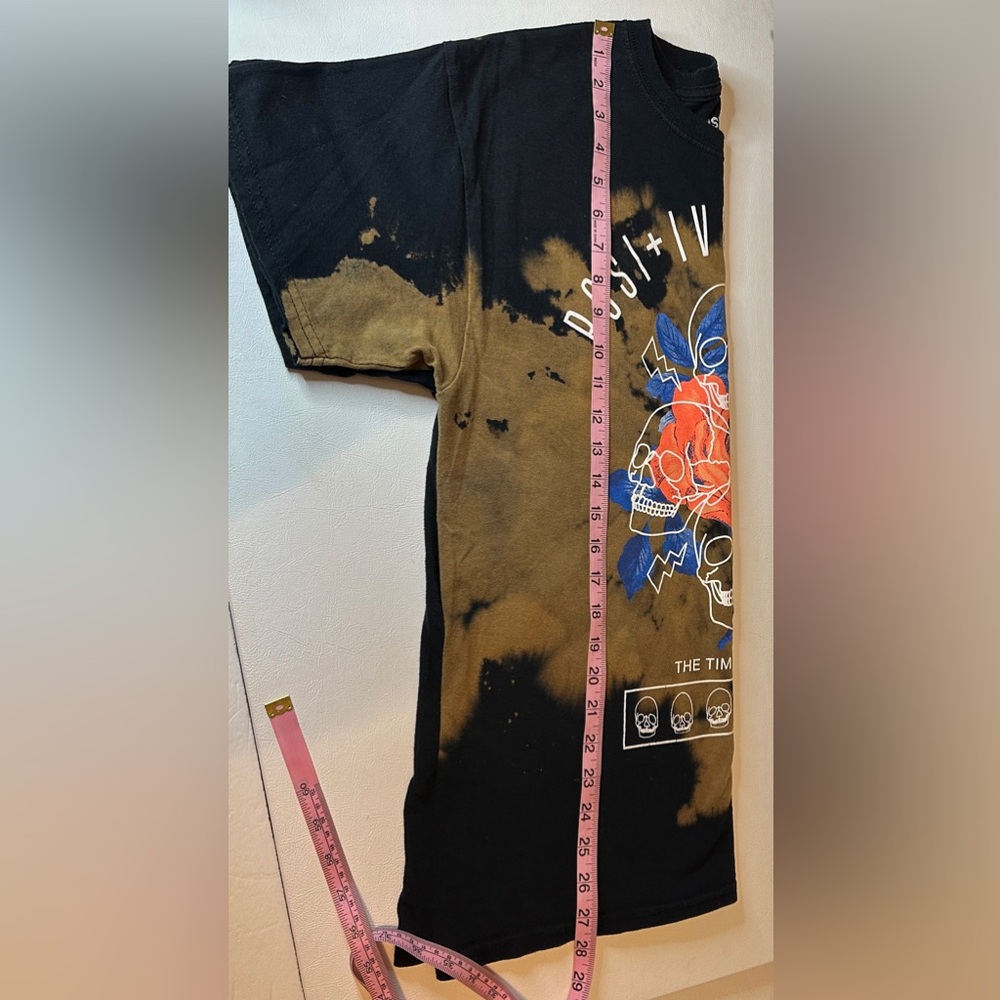 Chemistry Posi+ive Energy Black & Brown Tie Dye Graphic Tee W/ Skull Design LG - Picture 5 of 5